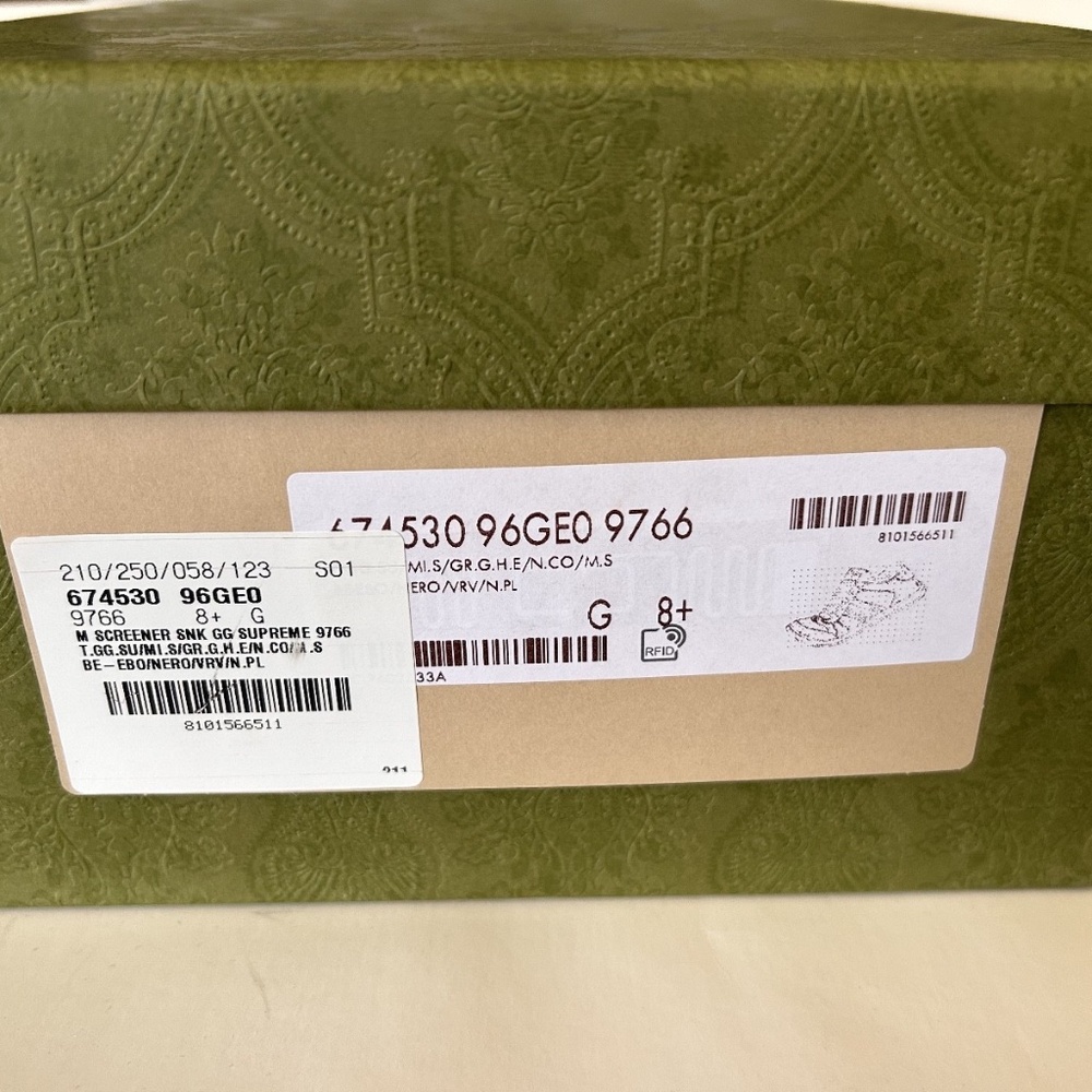 GUCCI Men's Screener Sneaker GG Monogram Beige Ebony Size 9.5 (US) NIB 674530 - Picture 12 of 12